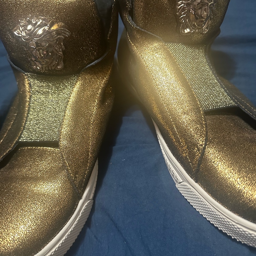 Versace Gold Loafers with Gold Medusas